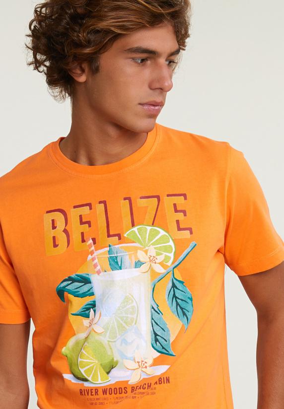 River Woods Normal Fit Basic T-shirt Korte Mouwen Electric Orange