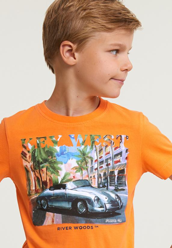 River Woods Normal Fit Basic T-shirt Korte Mouwen Electric Orange
