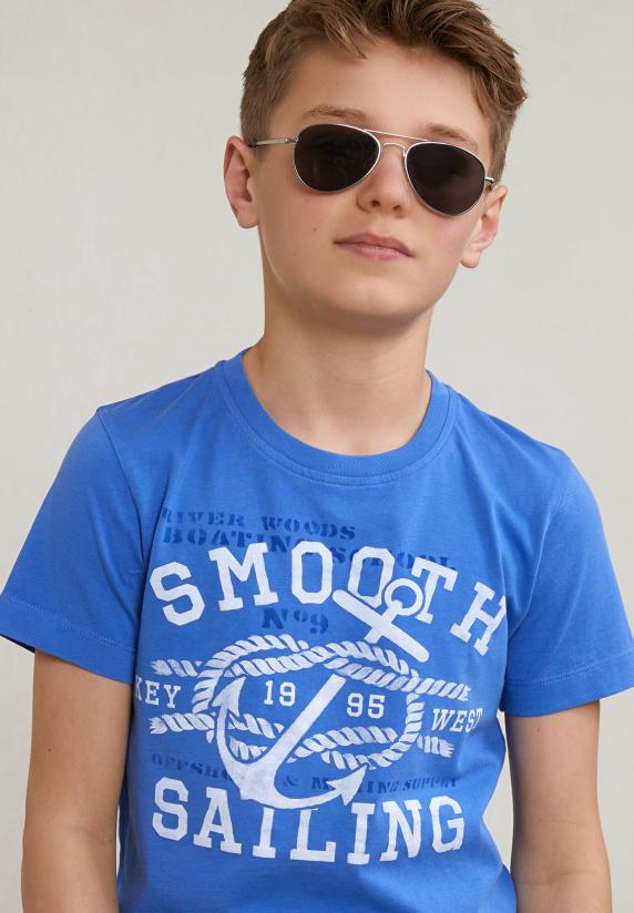 River Woods Normal Fit Basic T-shirt Korte Mouwen Evening Blue