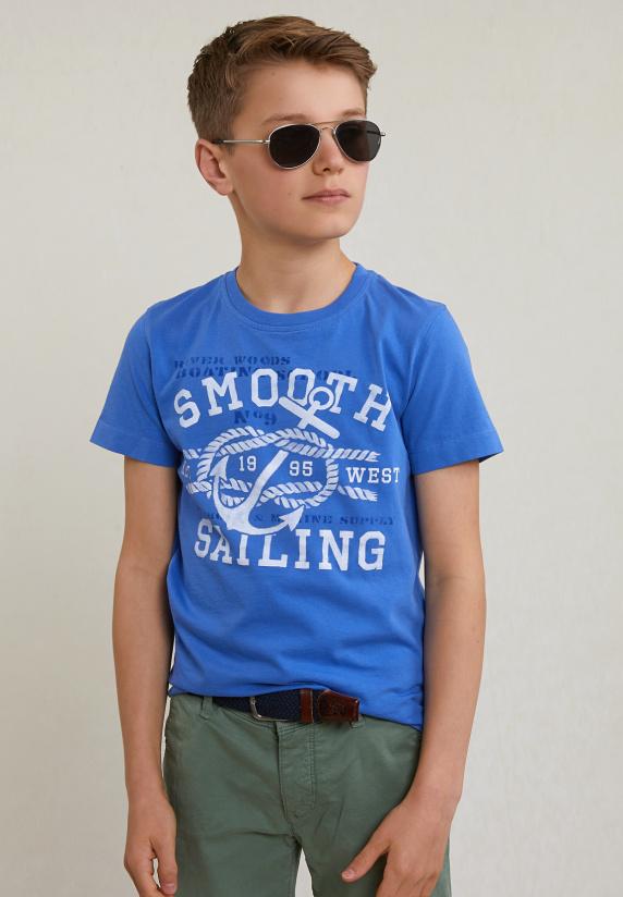 river woods Normal fit basic T-shirt korte mouwen evening blue