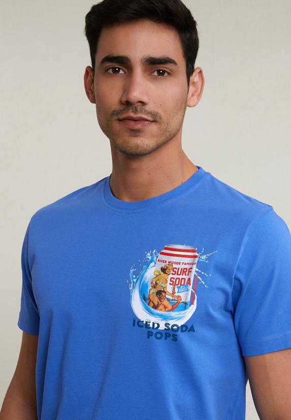 River Woods Normal Fit Basic T-shirt Korte Mouwen Evening Blue