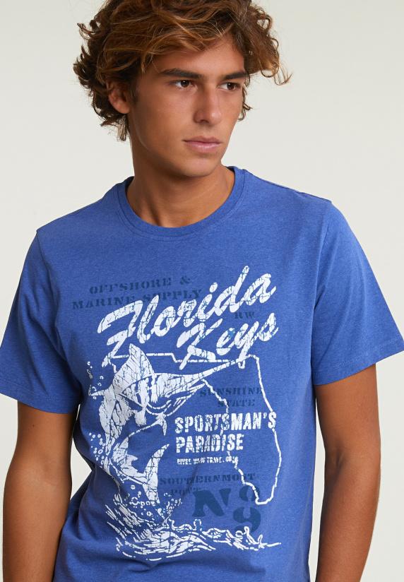 River Woods Normal Fit Basic T-shirt Korte Mouwen Hamptons Blue Mix