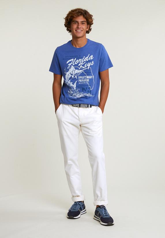 River Woods Normal Fit Basic T-shirt Korte Mouwen Hamptons Blue Mix