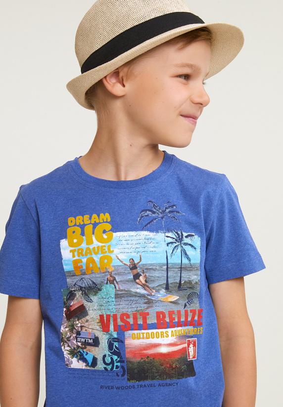 River Woods Normal Fit Basic T-shirt Korte Mouwen Hamptons Blue Mix