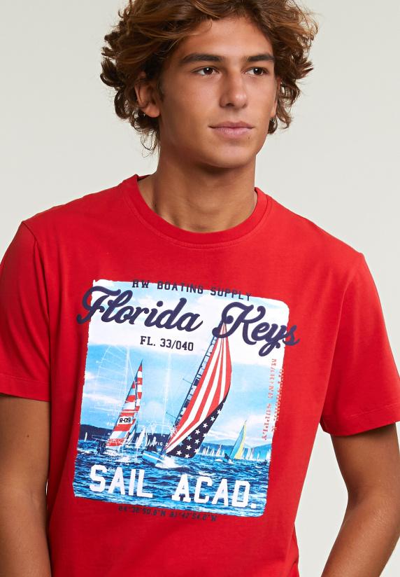 River Woods Normal Fit Basic T-shirt Korte Mouwen Harvard Red