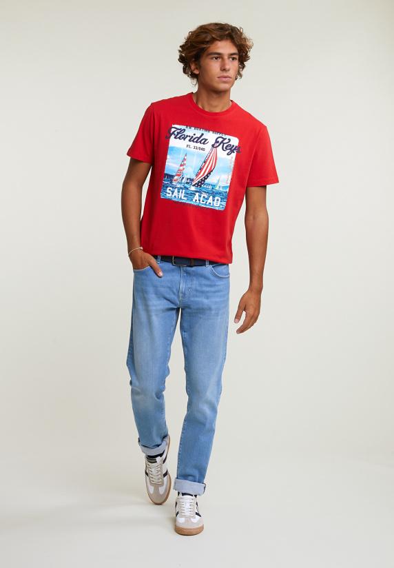 River Woods Normal Fit Basic T-shirt Korte Mouwen Harvard Red