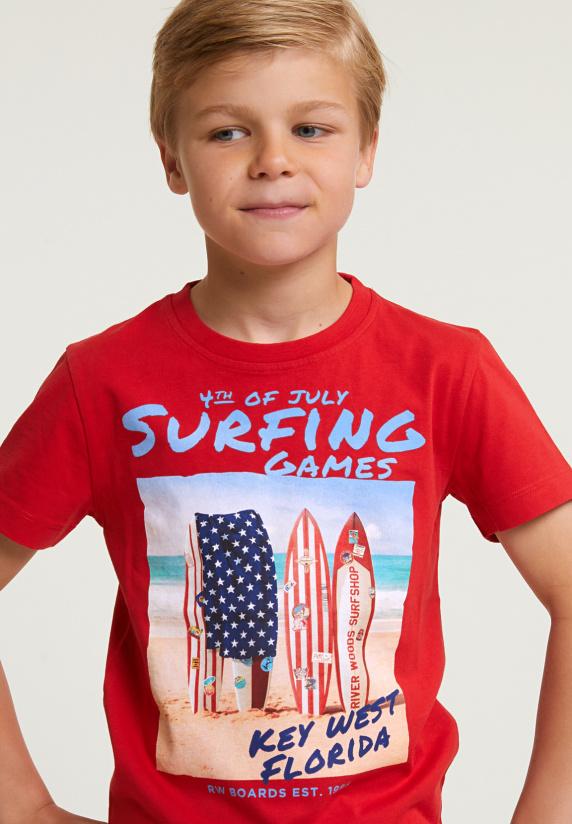 River Woods Normal Fit Basic T-shirt Korte Mouwen Harvard Red