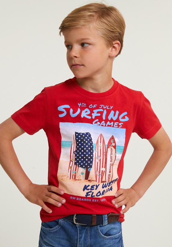 river woods Normal fit basic T-shirt korte mouwen harvard red