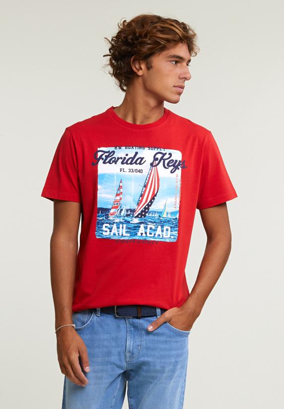 river woods Normal fit basic T-shirt korte mouwen harvard red