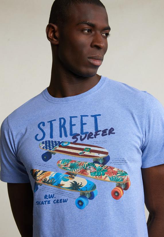 River Woods Normal Fit Basic T-shirt Korte Mouwen Lt Hamptons Blue Mix