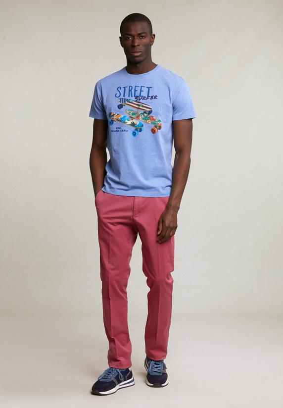 River Woods Normal Fit Basic T-shirt Korte Mouwen Lt Hamptons Blue Mix