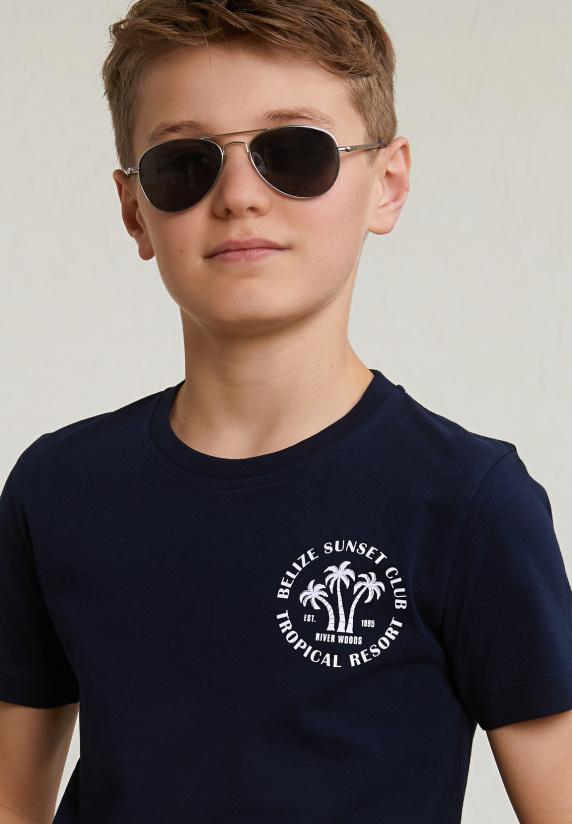 River Woods Normal Fit Basic T-shirt Korte Mouwen Navy