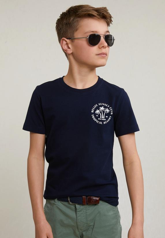 river woods Normal fit basic T-shirt korte mouwen navy