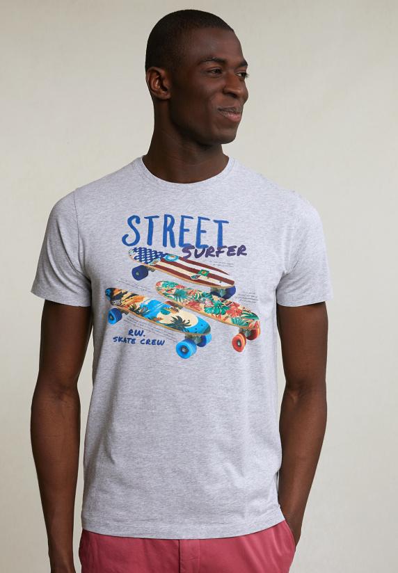 river woods Normal fit basic T-shirt korte mouwen oyster mix