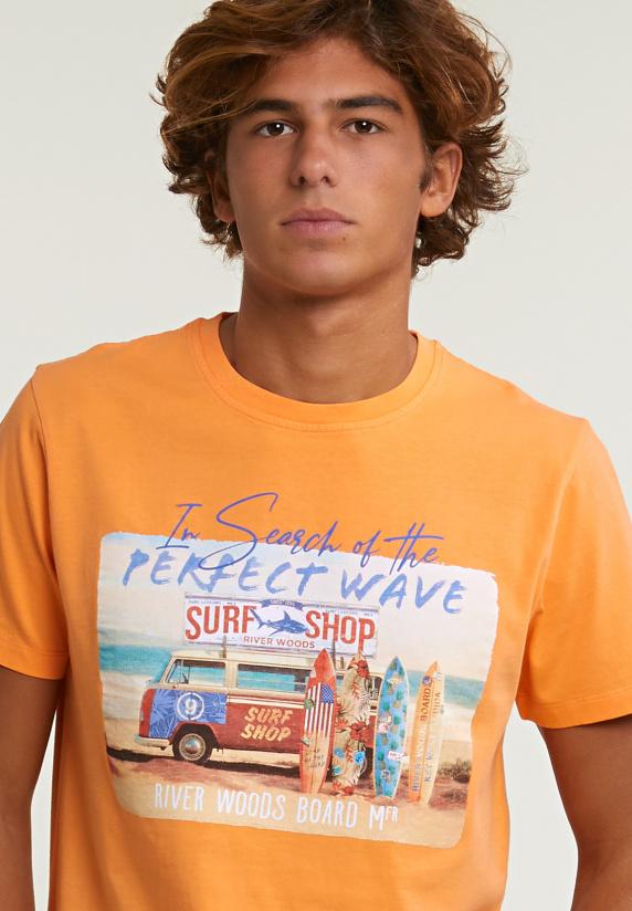 River Woods Normal Fit Basic T-shirt Korte Mouwen Peach