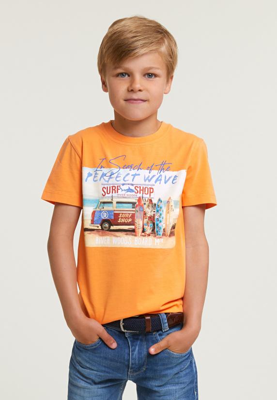 river woods Normal fit basic T-shirt korte mouwen peach