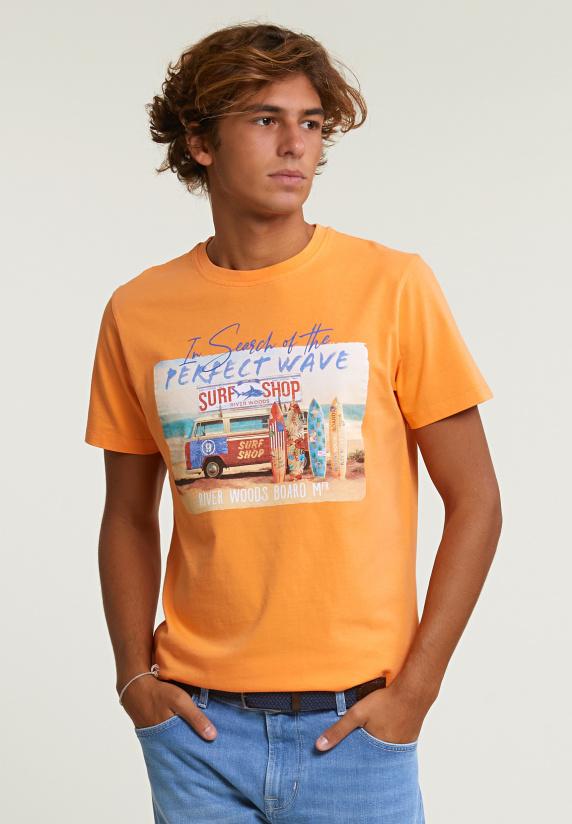 River Woods Normal Fit Basic T-shirt Korte Mouwen Peach