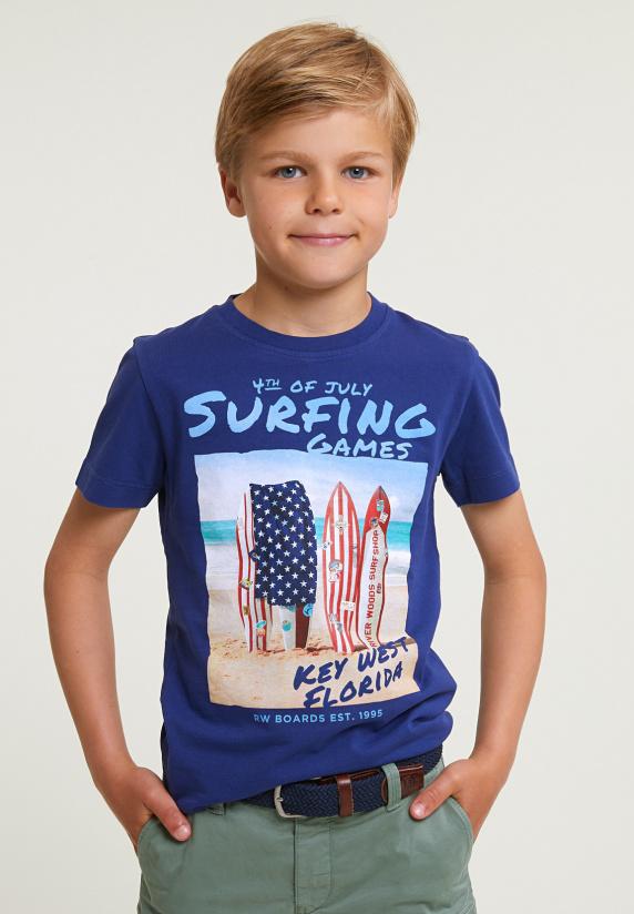 river woods Normal fit basic T-shirt korte mouwen royal blue