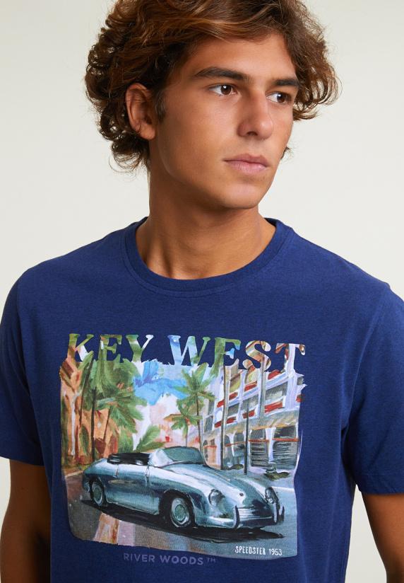 River Woods Normal Fit Basic T-shirt Korte Mouwen Saphire Mix