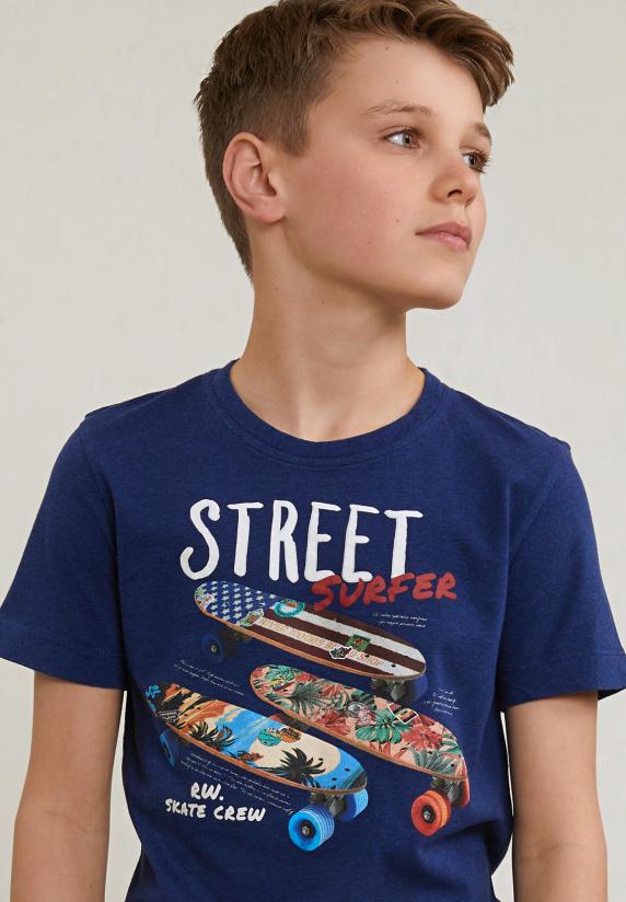 River Woods Normal Fit Basic T-shirt Korte Mouwen Saphire Mix