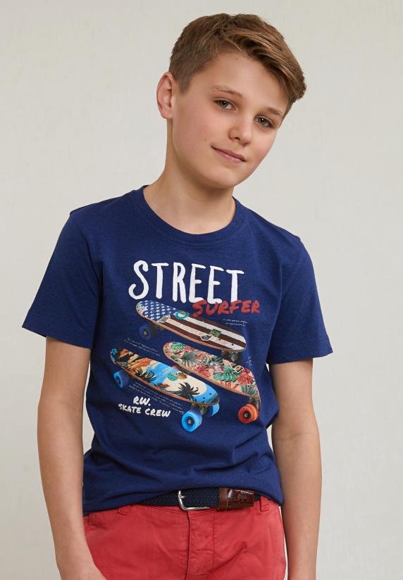 river woods Normal fit basic T-shirt korte mouwen saphire mix