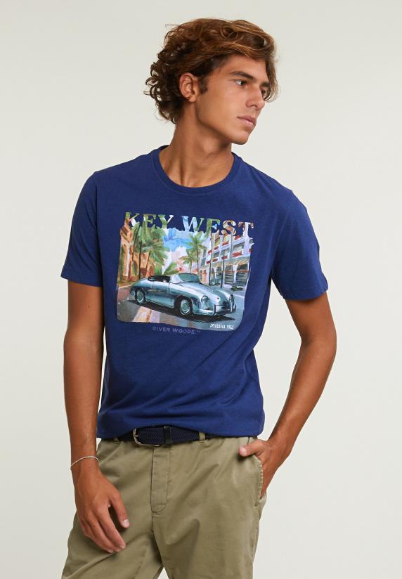 river woods Normal fit basic T-shirt korte mouwen saphire mix