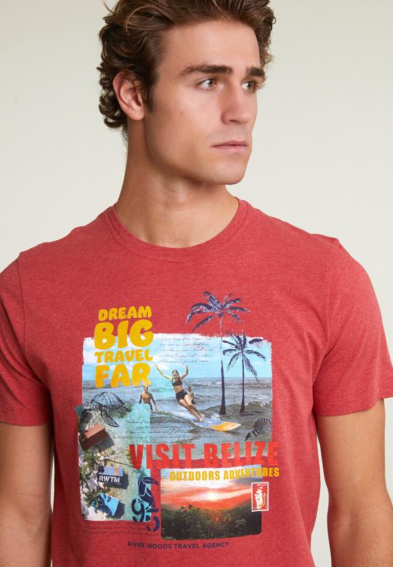 River Woods Normal Fit Basic T-shirt Korte Mouwen Scarlet Mix