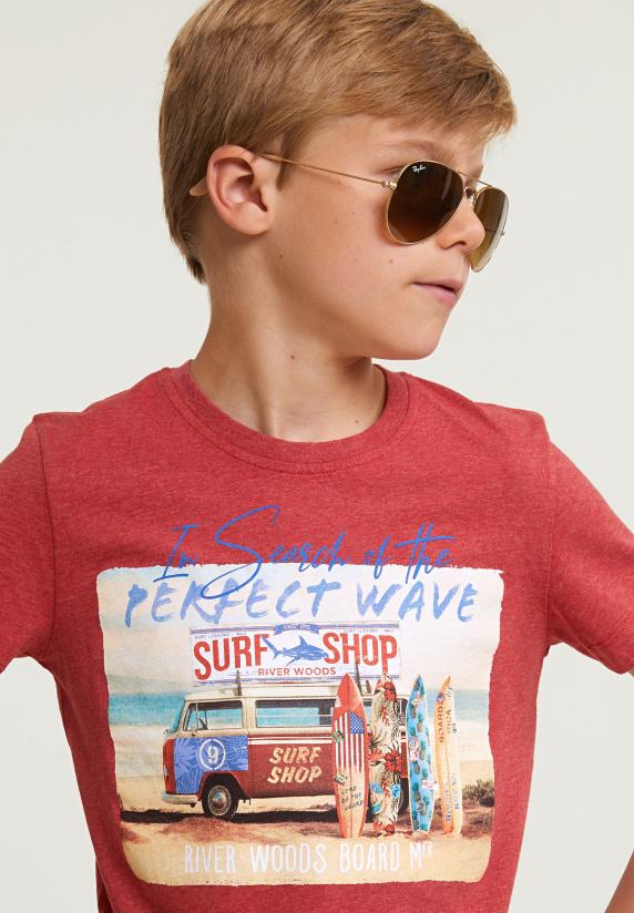 River Woods Normal Fit Basic T-shirt Korte Mouwen Scarlet Mix