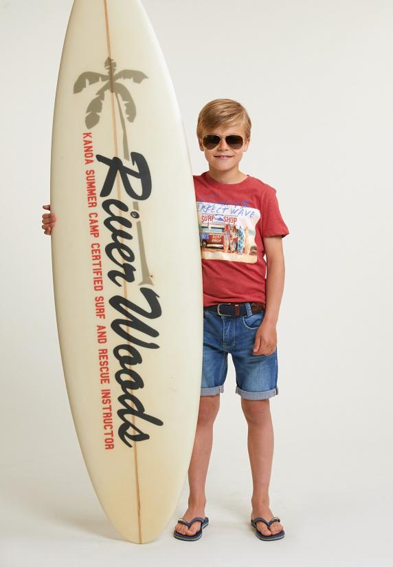 River Woods Normal Fit Basic T-shirt Korte Mouwen Scarlet Mix