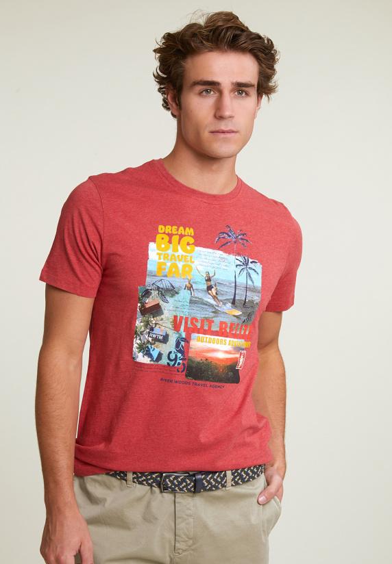 river woods Normal fit basic T-shirt korte mouwen scarlet mix