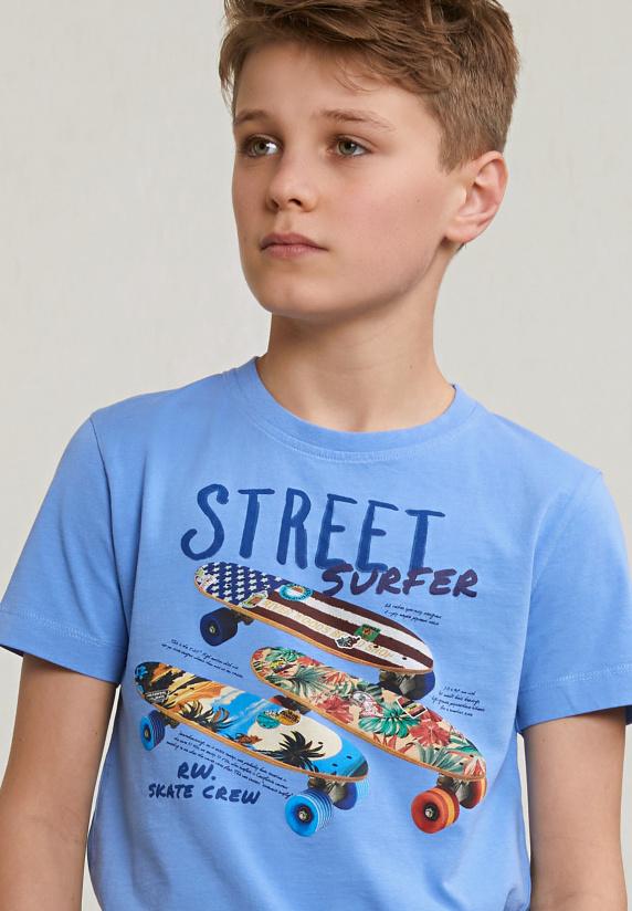 River Woods Normal Fit Basic T-shirt Korte Mouwen Sky