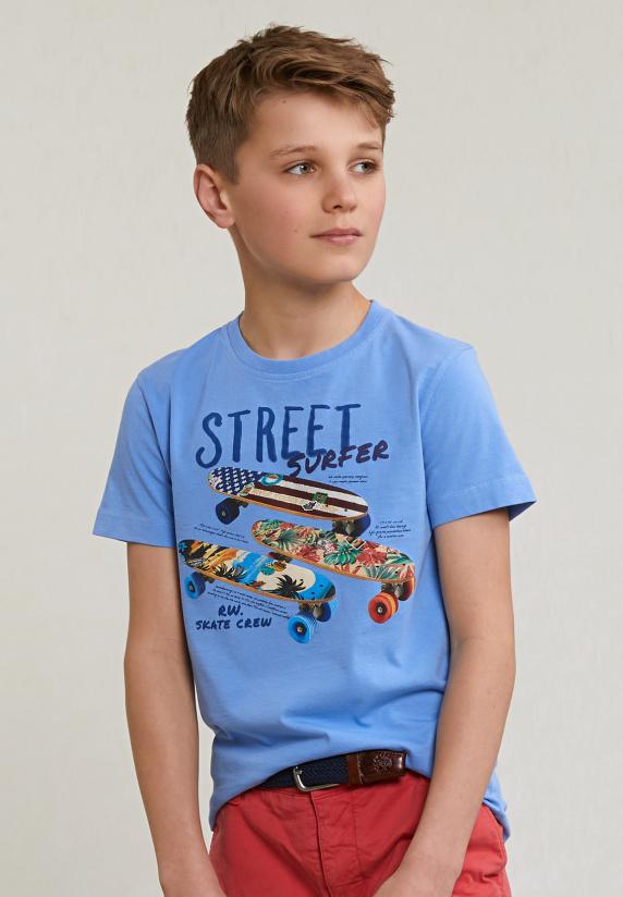 river woods Normal fit basic T-shirt korte mouwen sky