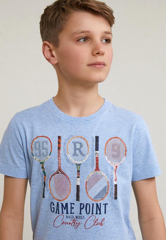 River Woods Normal Fit Basic T-shirt Korte Mouwen Sky Mix