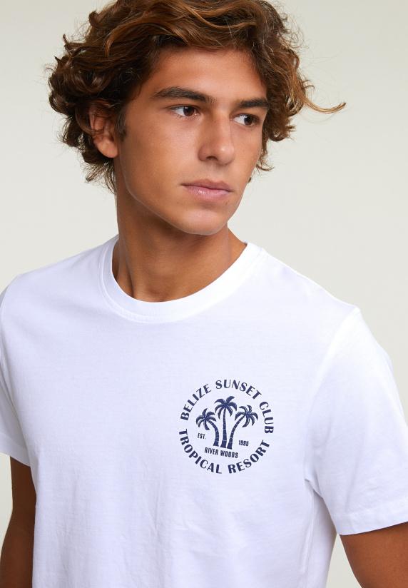 River Woods Normal Fit Basic T-shirt Korte Mouwen Wit