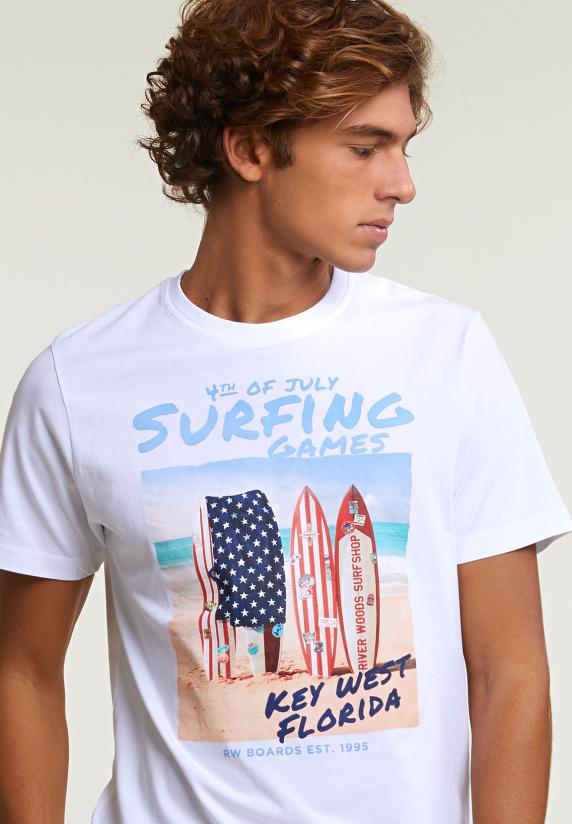 River Woods Normal Fit Basic T-shirt Korte Mouwen Wit