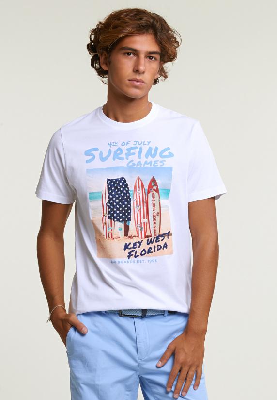 river woods Normal fit basic T-shirt korte mouwen wit