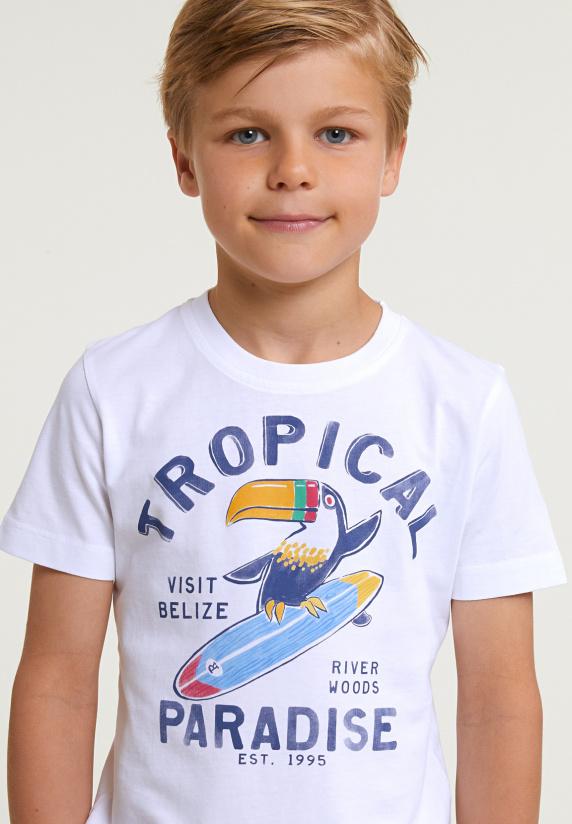 River Woods Normal Fit Basic T-shirt Korte Mouwen Wit