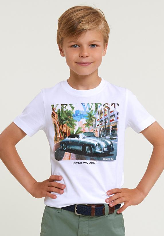 river woods Normal fit basic T-shirt korte mouwen wit