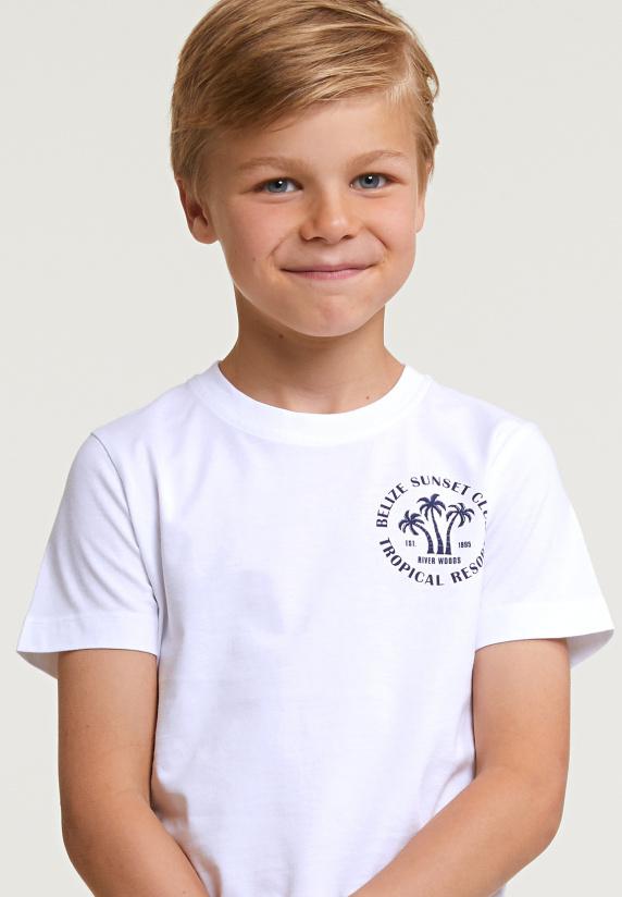 River Woods Normal Fit Basic T-shirt Korte Mouwen Wit