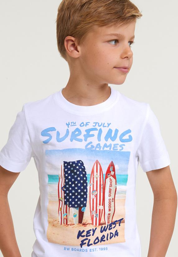 River Woods Normal Fit Basic T-shirt Korte Mouwen Wit