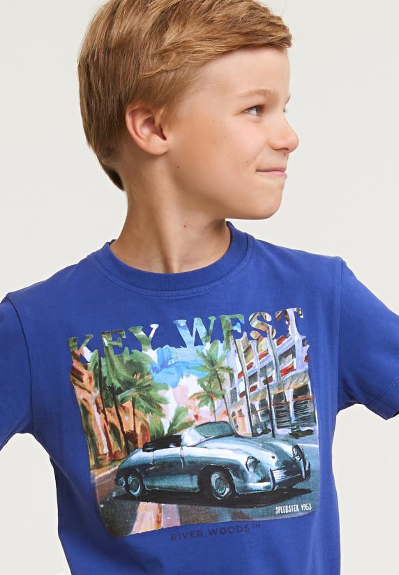 River Woods Normal Fit Basic T-shirt Korte Mouwen Yale Blue