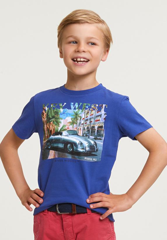 river woods Normal fit basic T-shirt korte mouwen yale blue