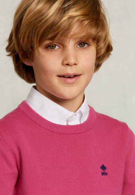 River Woods Normal Fit Basic Trui Ronde Hals Amaranth