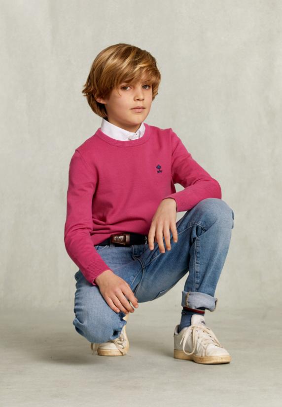 River Woods Normal Fit Basic Trui Ronde Hals Amaranth