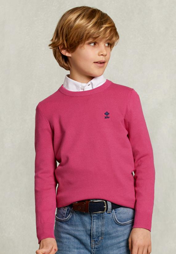 River Woods Normal Fit Basic Trui Ronde Hals Amaranth