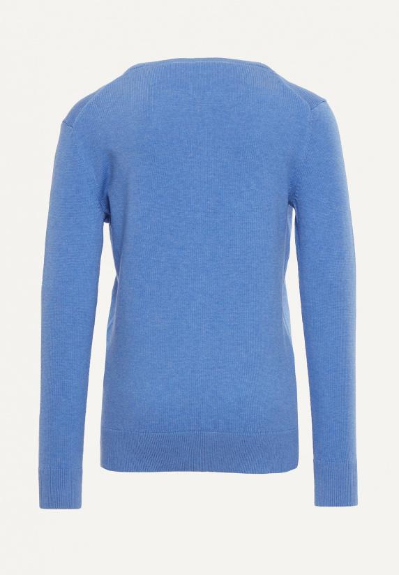 River Woods Normal Fit Basic Trui Ronde Hals Blue Azure Mix