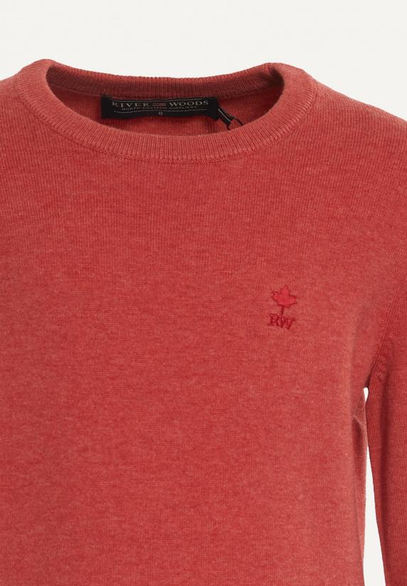 River Woods Normal Fit Basic Trui Ronde Hals Cherry Mix