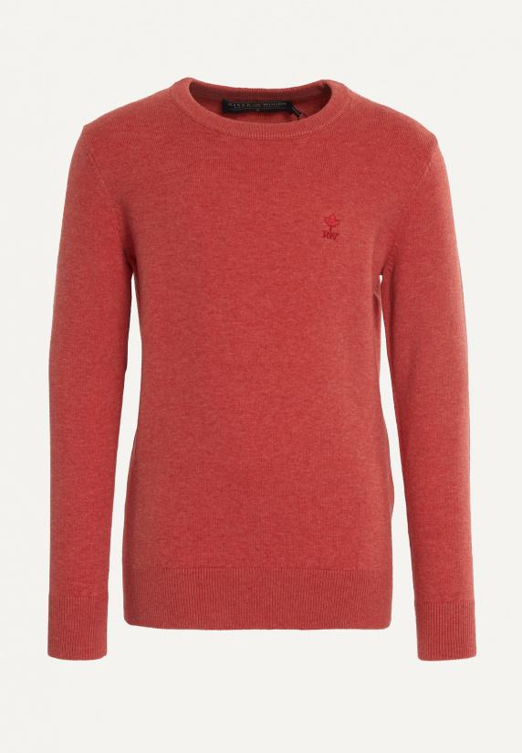 river woods Normal fit basic trui ronde hals cherry mix