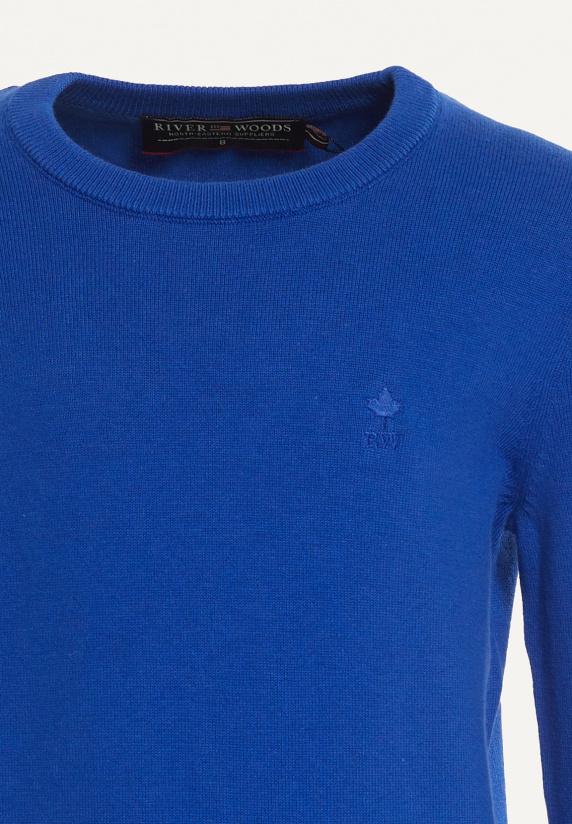 River Woods Normal Fit Basic Trui Ronde Hals Cobalt Mix