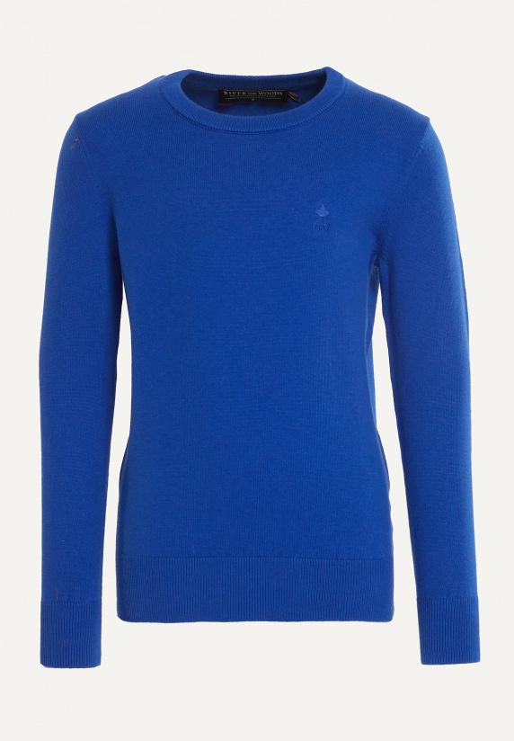 river woods Normal fit basic trui ronde hals cobalt mix